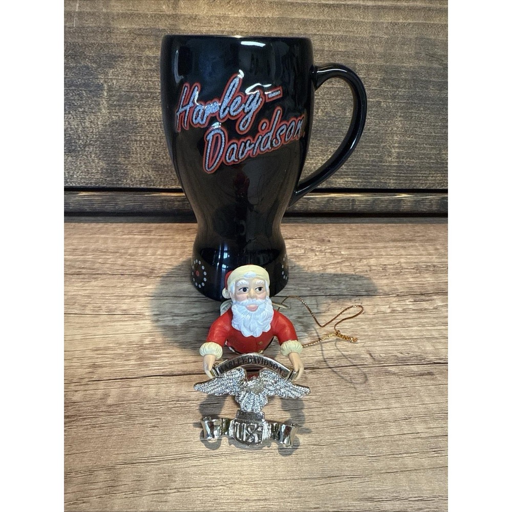 Vintage Harley-Davidson Mug & Santa Ornament Set Licensed H-D‎ USA